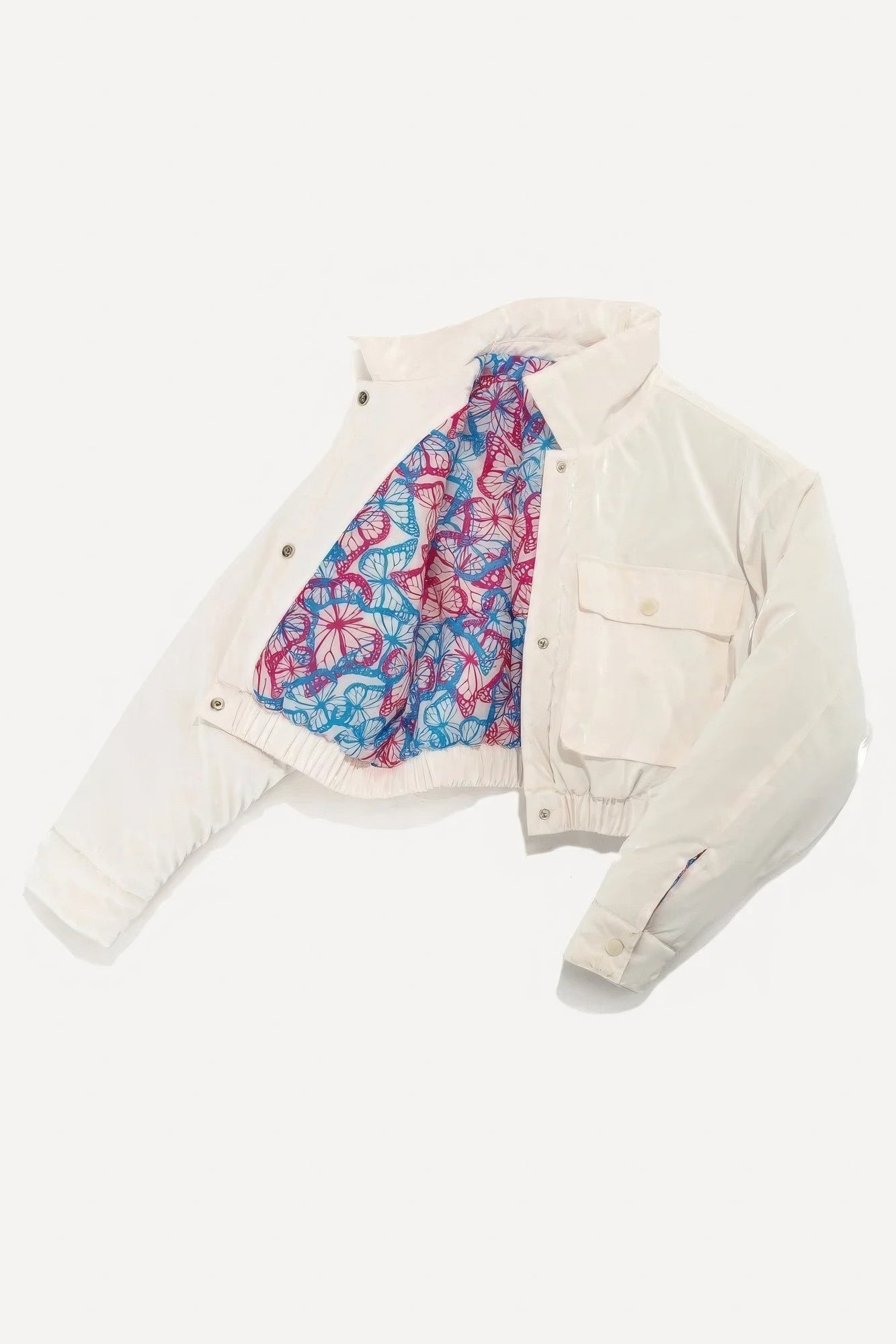 White Puffer Bomber Cropped Jacket