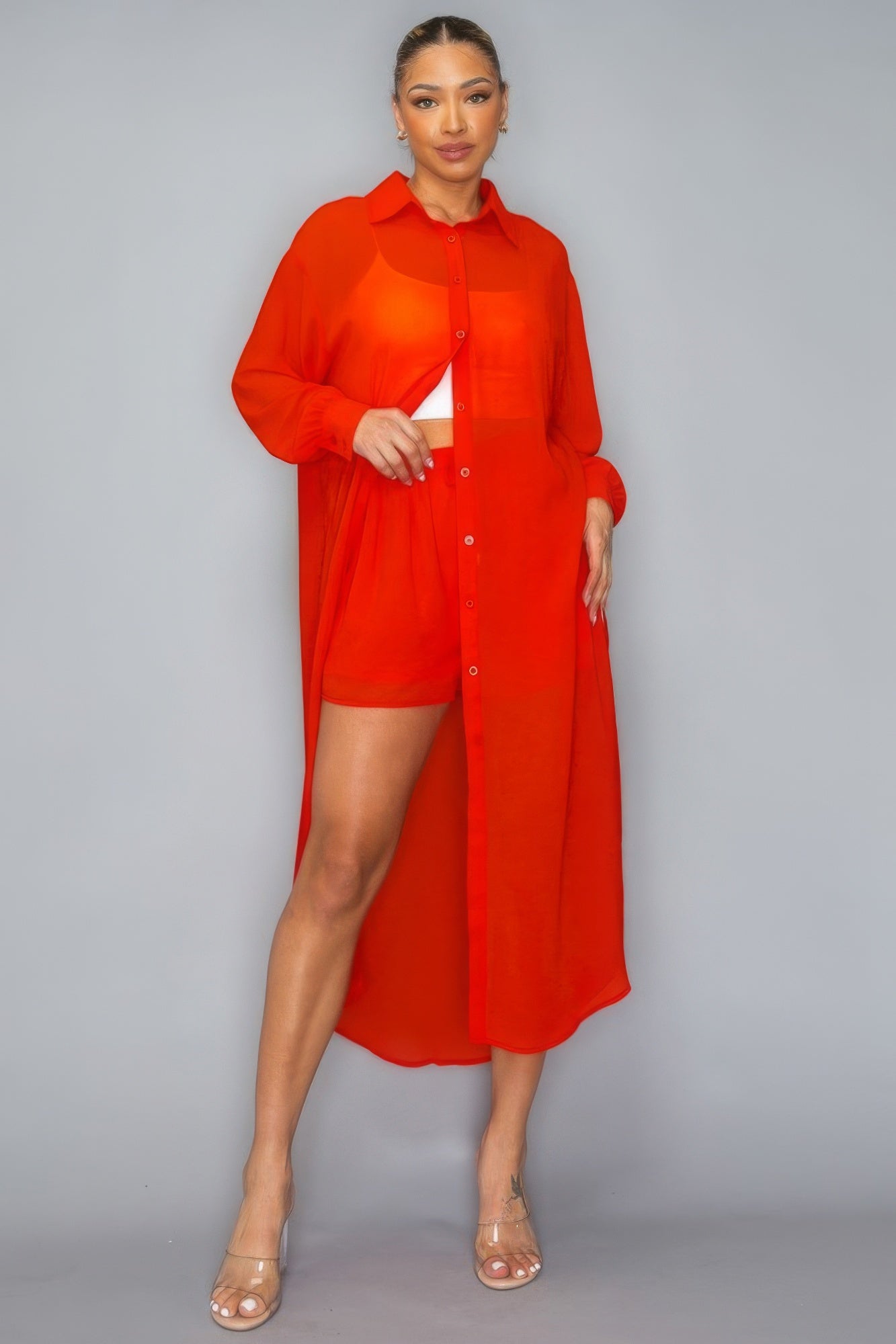 Chiffon Top With Short Set