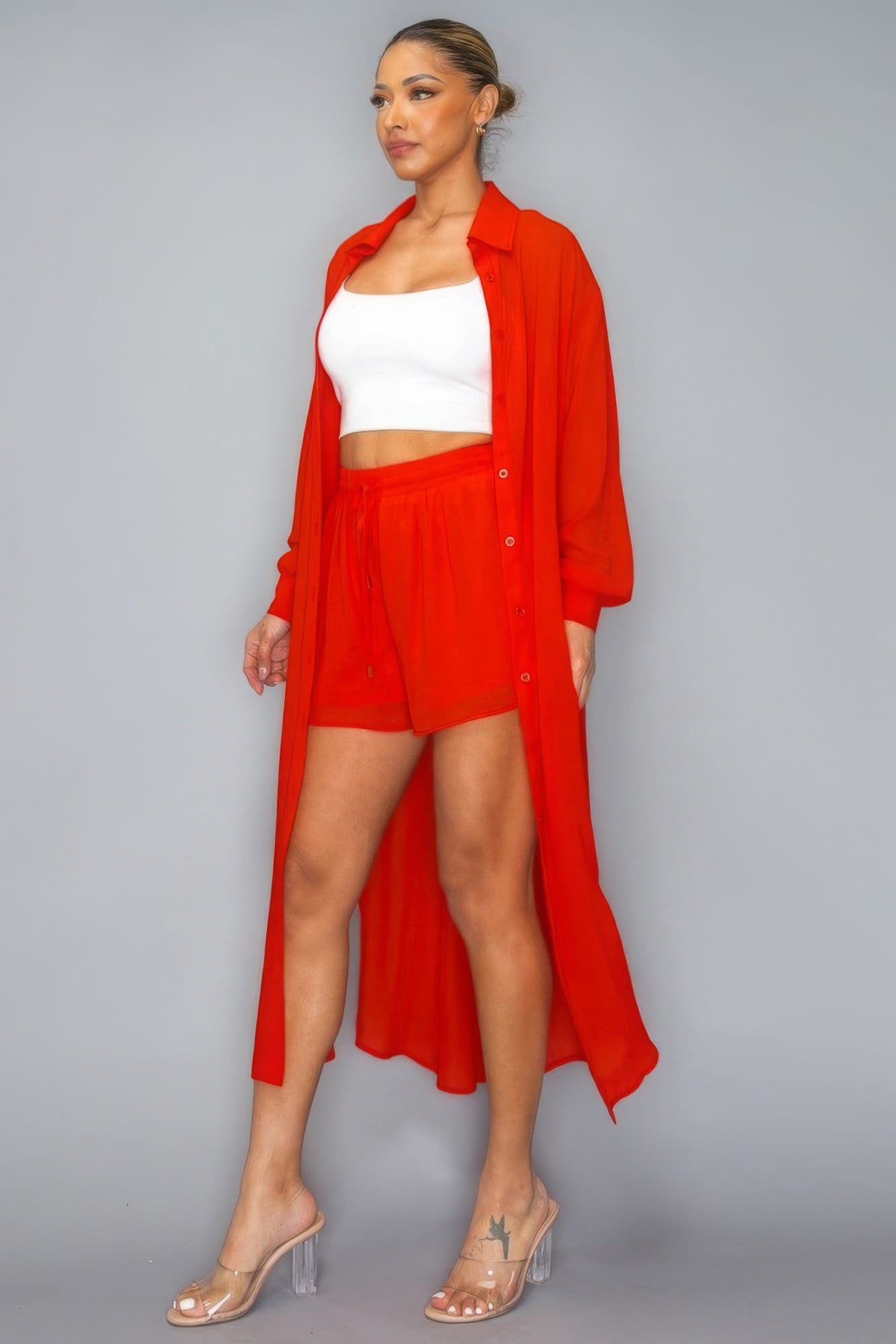 Chiffon Top With Short Set