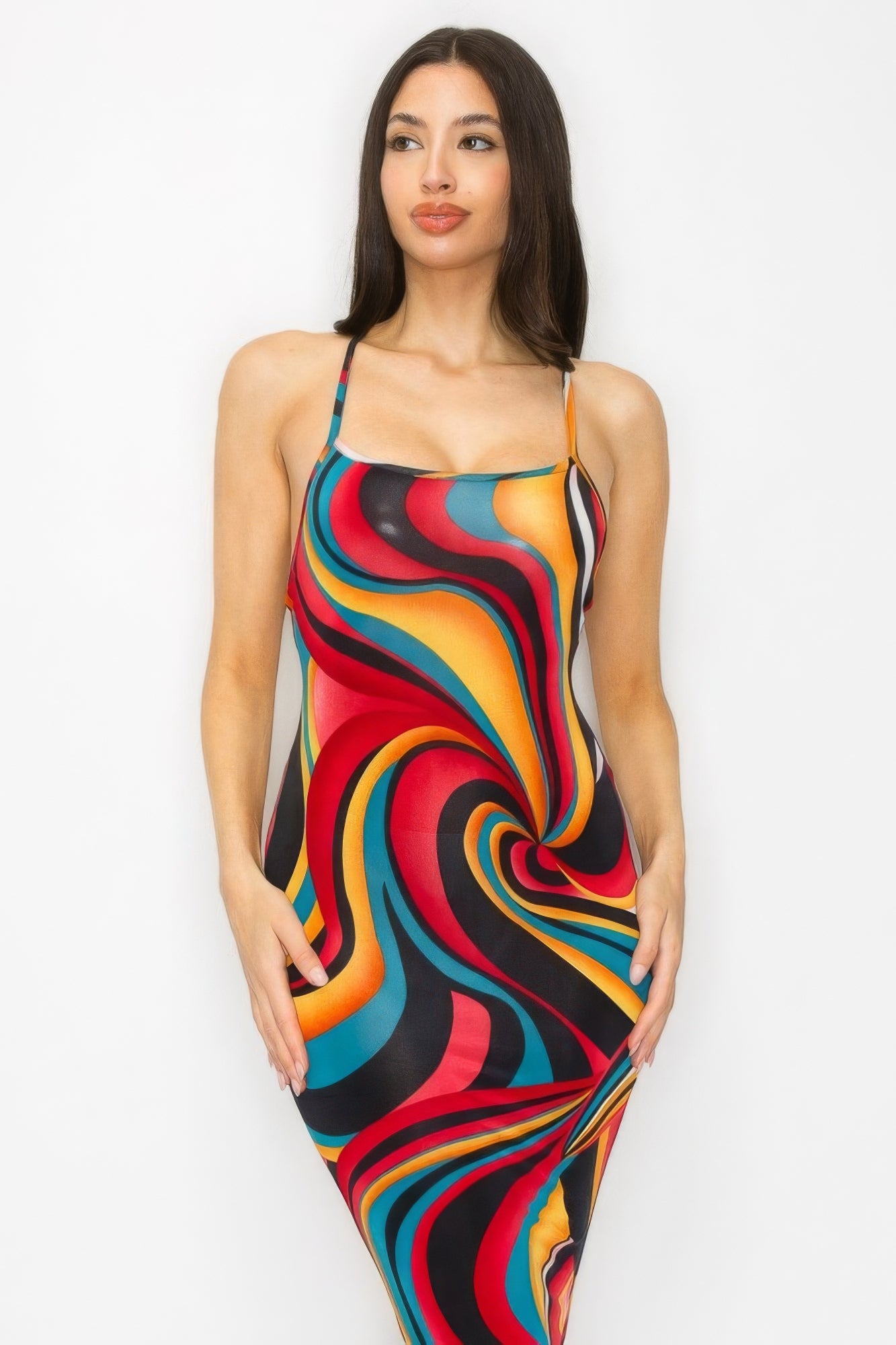 Criss Cross Back Multicolor Midi Dress (3 Colors Available)