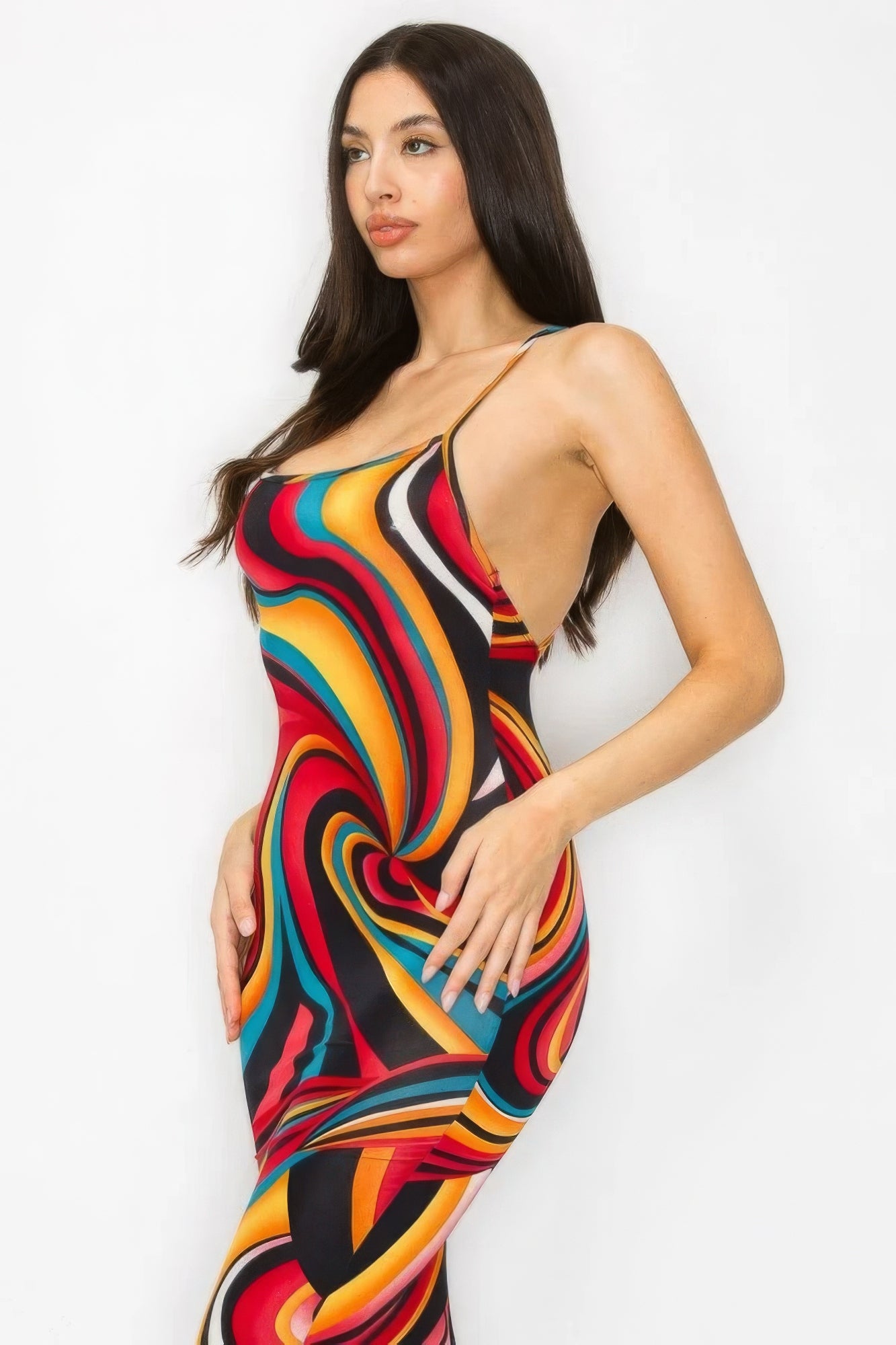 Criss Cross Back Multicolor Midi Dress (3 Colors Available)