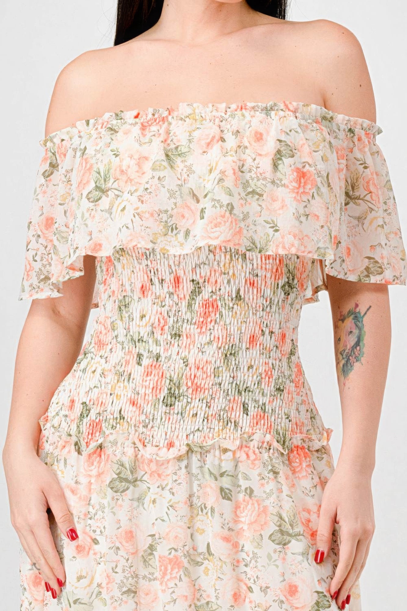 Off Shoulder Tiered Ruffled Maxi Dress