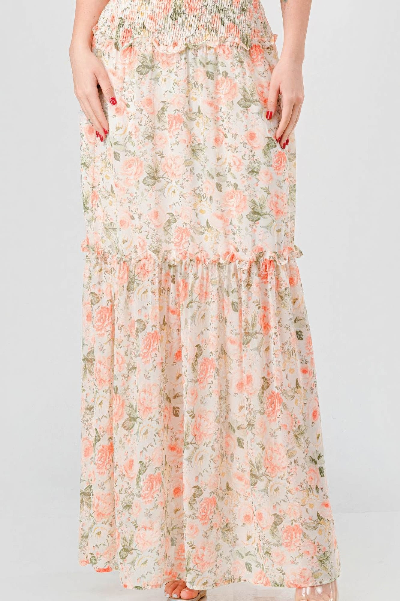 Off Shoulder Tiered Ruffled Maxi Dress